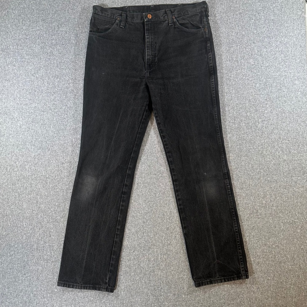 Wrangler Cowboy Cut Slim Fit Jeans Mens 35x32 Black Denim Straight Leg 936WBK